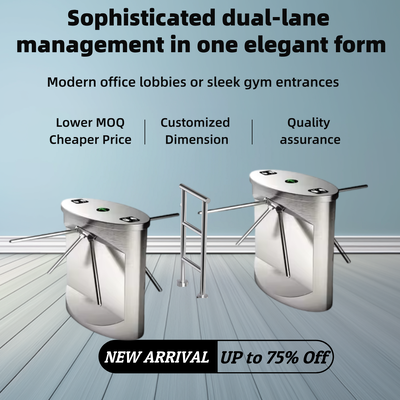 Double-Lane Efficiency High-Frequency Throughput Bi-Directional Precision Tripod Turnstile Gate for Access Control